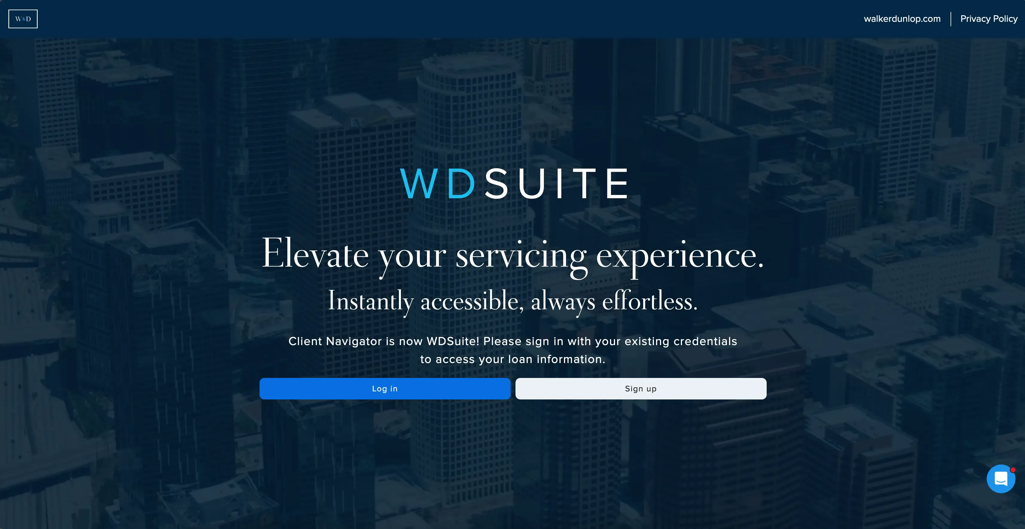 Screenshot of the WDSuite Servicing platform interface