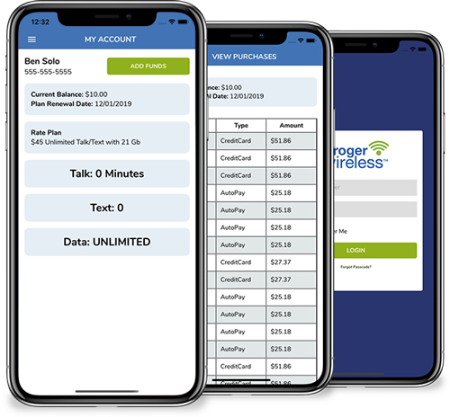 Various screens of the Kroger Wireless App