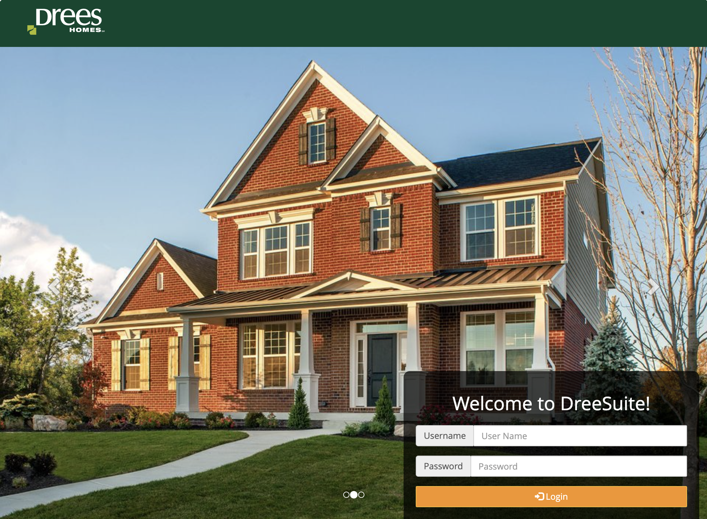Screenshot of the DreeSuite login page